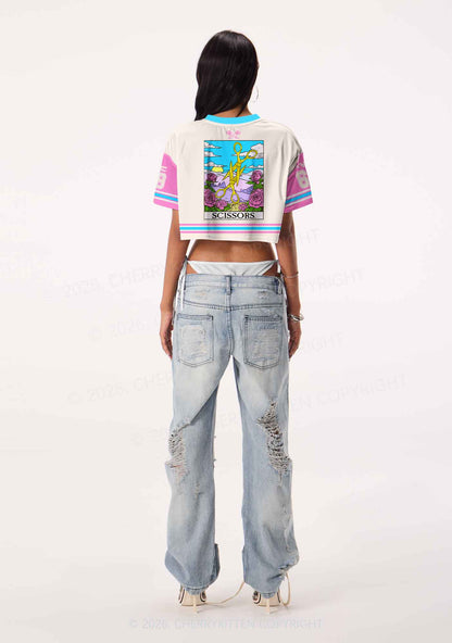 Yellow Scissors Pride Y2K Crop Sport Jersey Shirts Cherrykitten