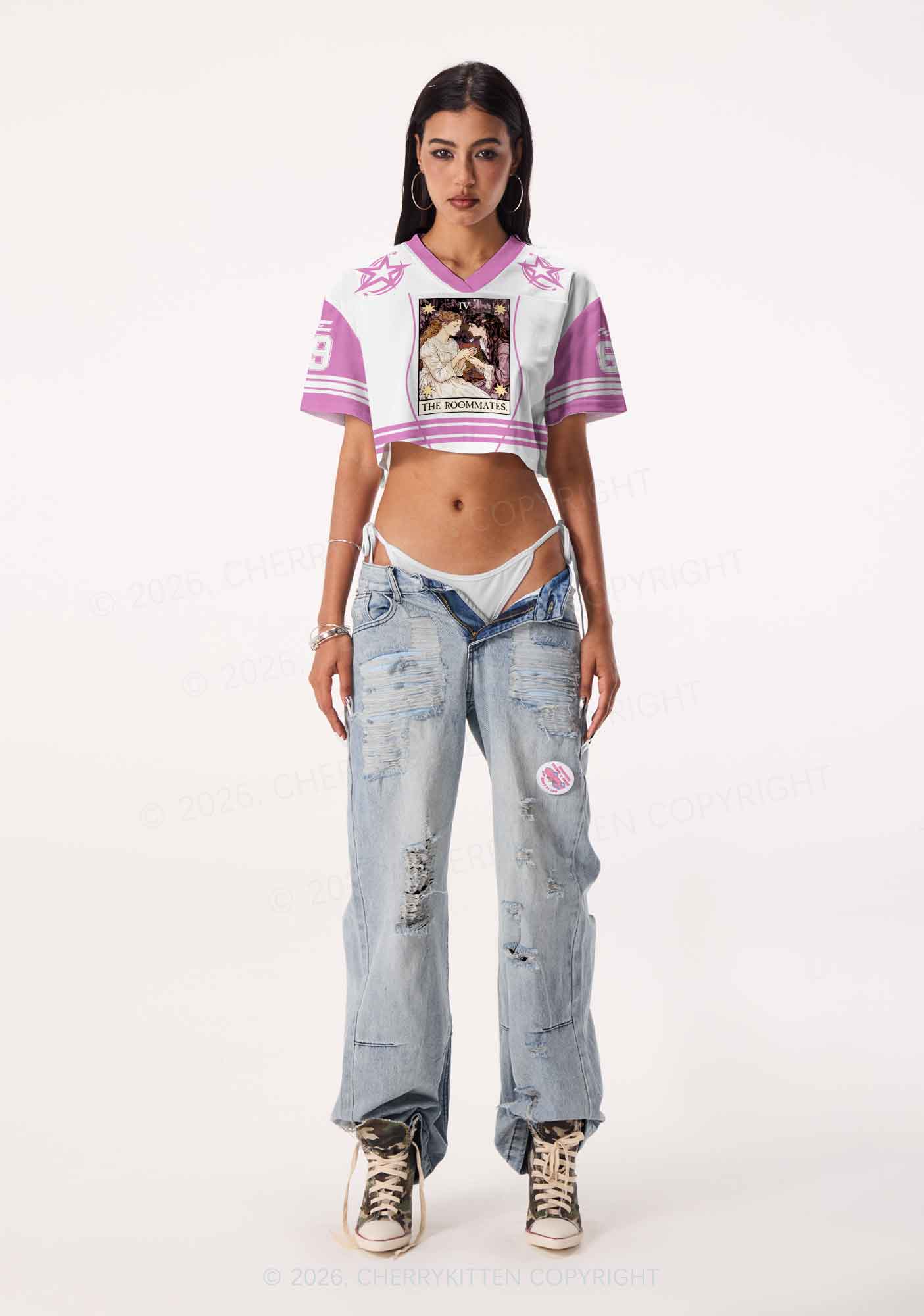 The Roommates Pride Y2K Crop Sport Jersey Shirts Cherrykitten