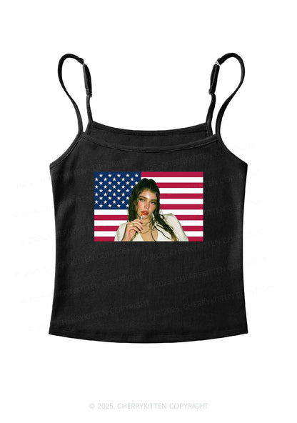 Custom Portrait Flag Y2K Spaghetti Strap Cami Cherrykitten
