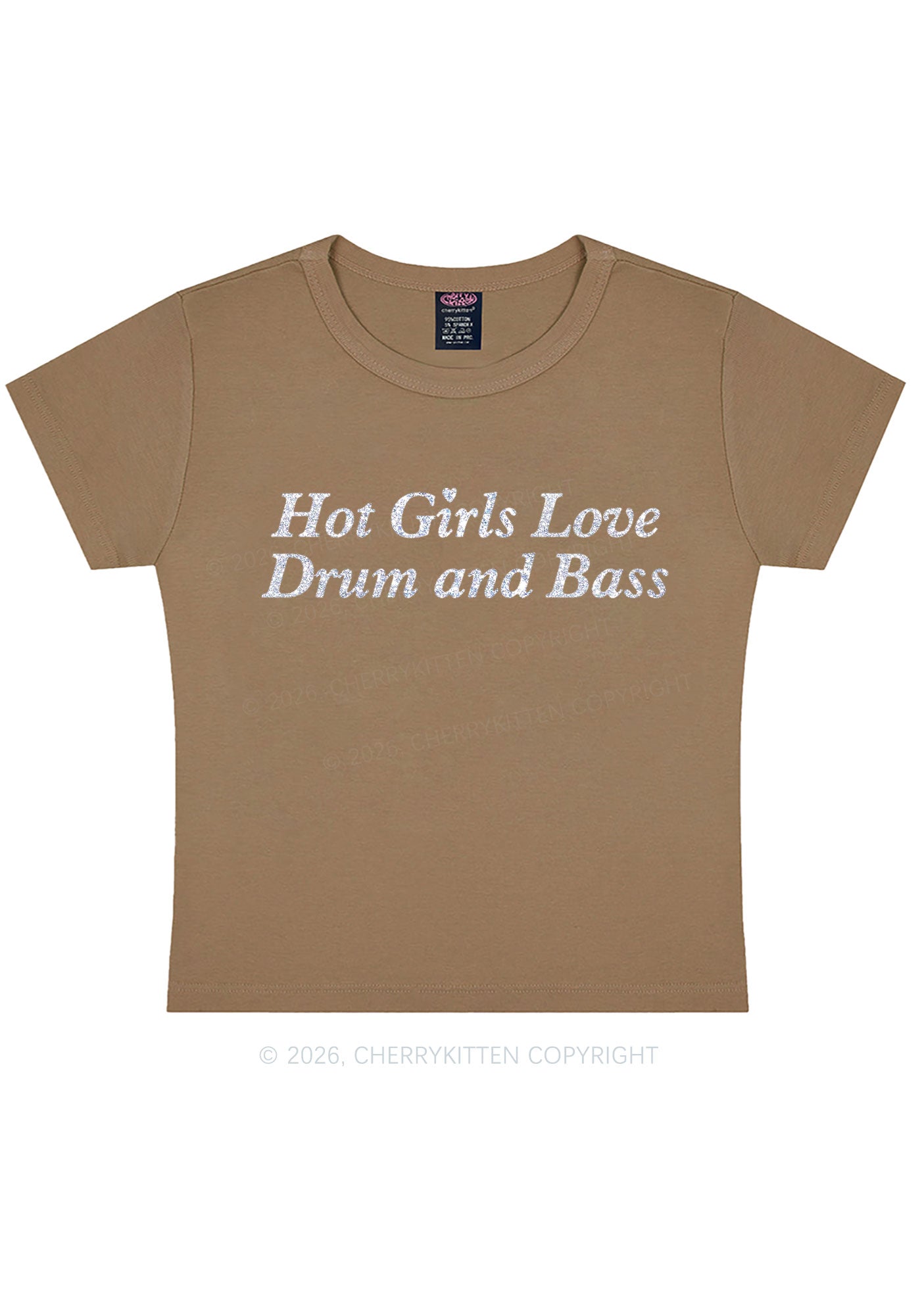 Glitter Hot Girls Love Drum And Bass Y2K Baby Tee Cherrykitten