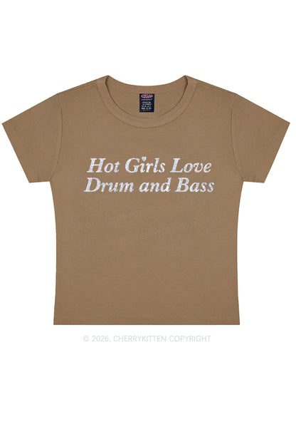 Glitter Hot Girls Love Drum And Bass Y2K Baby Tee Cherrykitten
