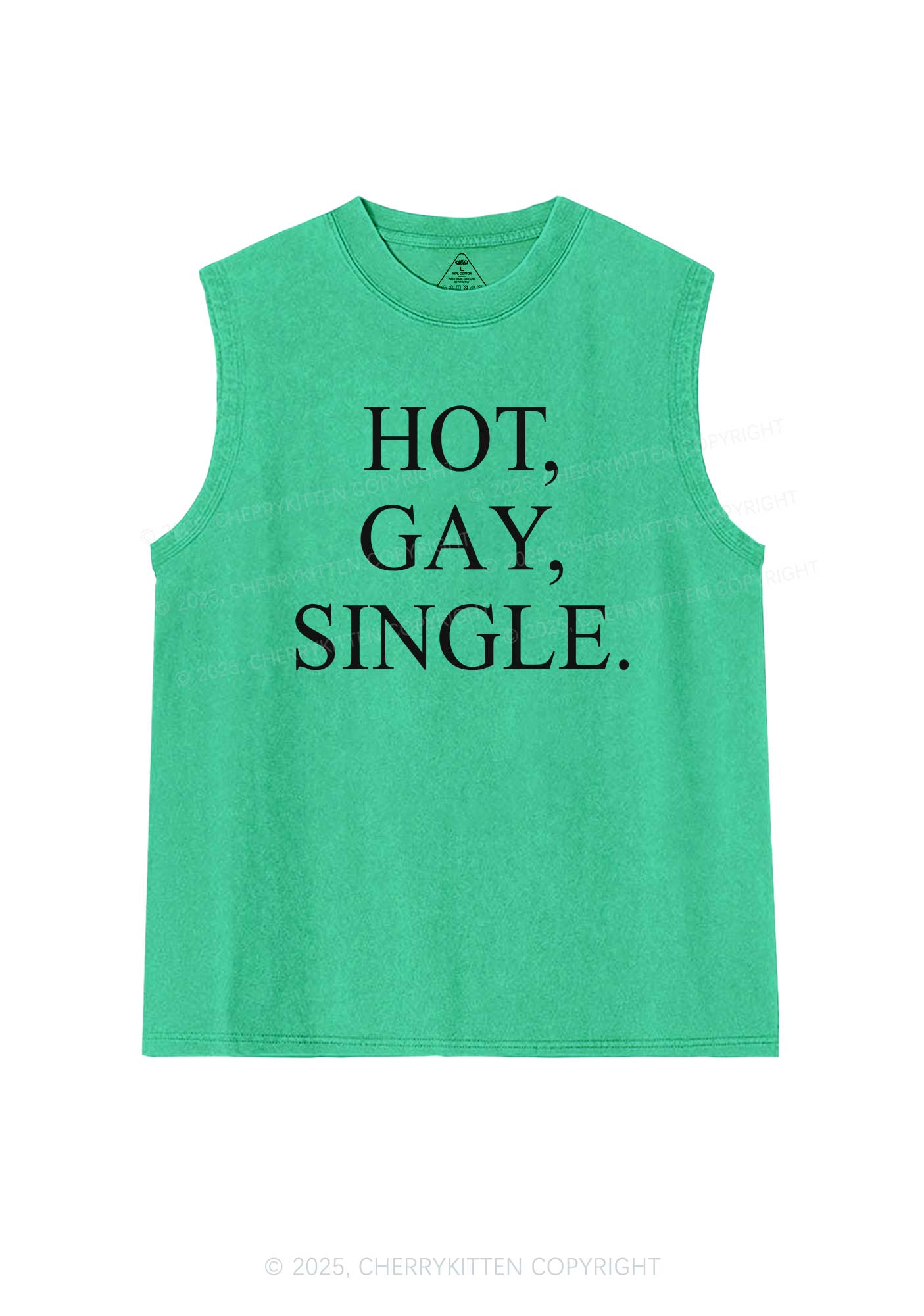 Hot Gay Single Pride Y2K Washed Muscle Tank Cherrykitten