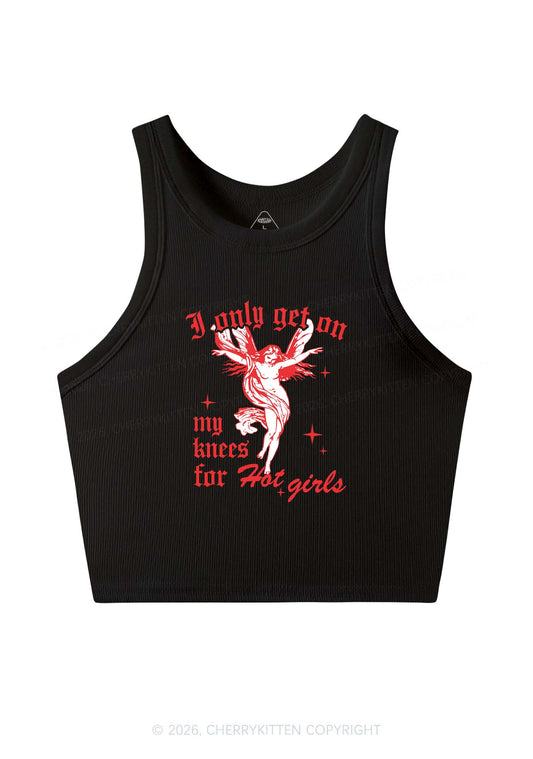 On My Knees For Hot Girls Pride Y2K Crop Tank Top Cherrykitten