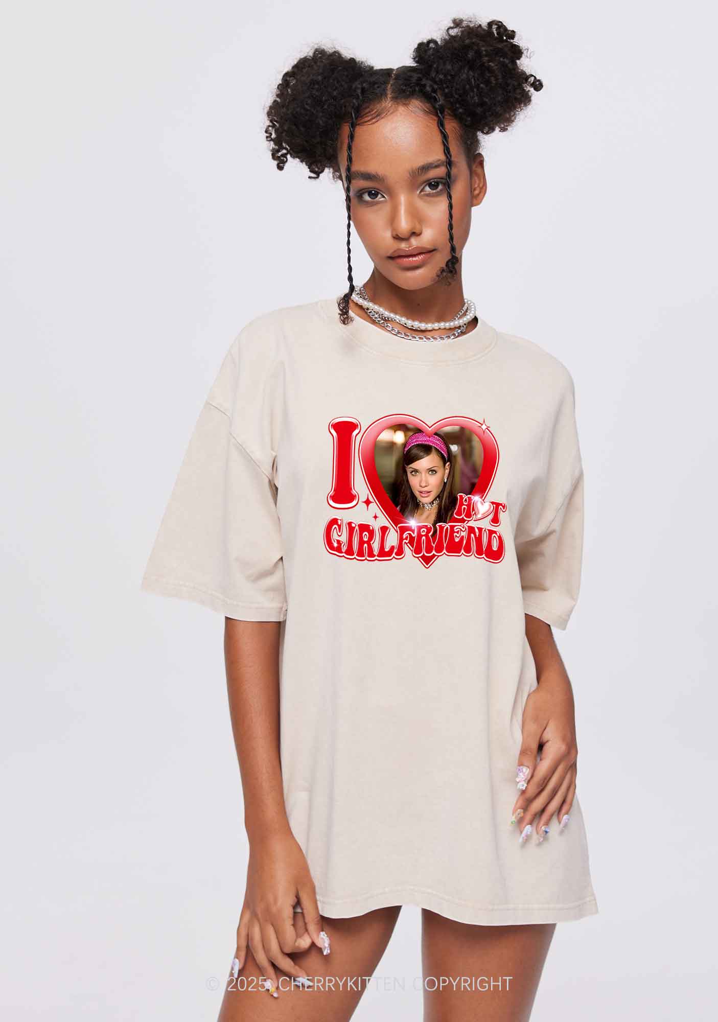 Custom I Love My Hot Girlfriend Y2K Shirts Washed Tee Cherrykitten