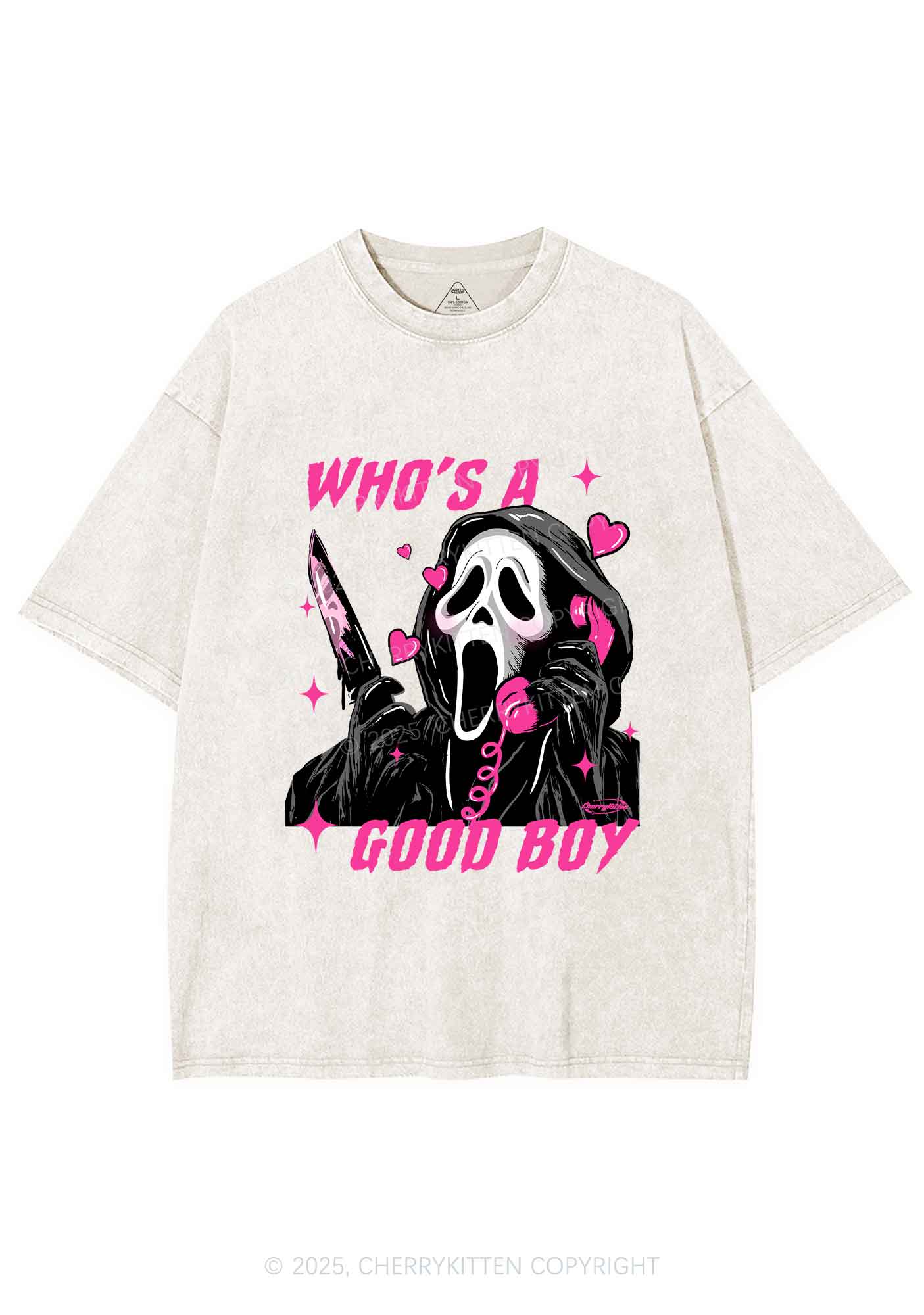 Halloween Ghost Good Boy Y2K Shirts Washed Tee Cherrykitten