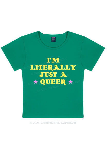 Just A Queer Pride Y2K Baby Tee Cherrykitten