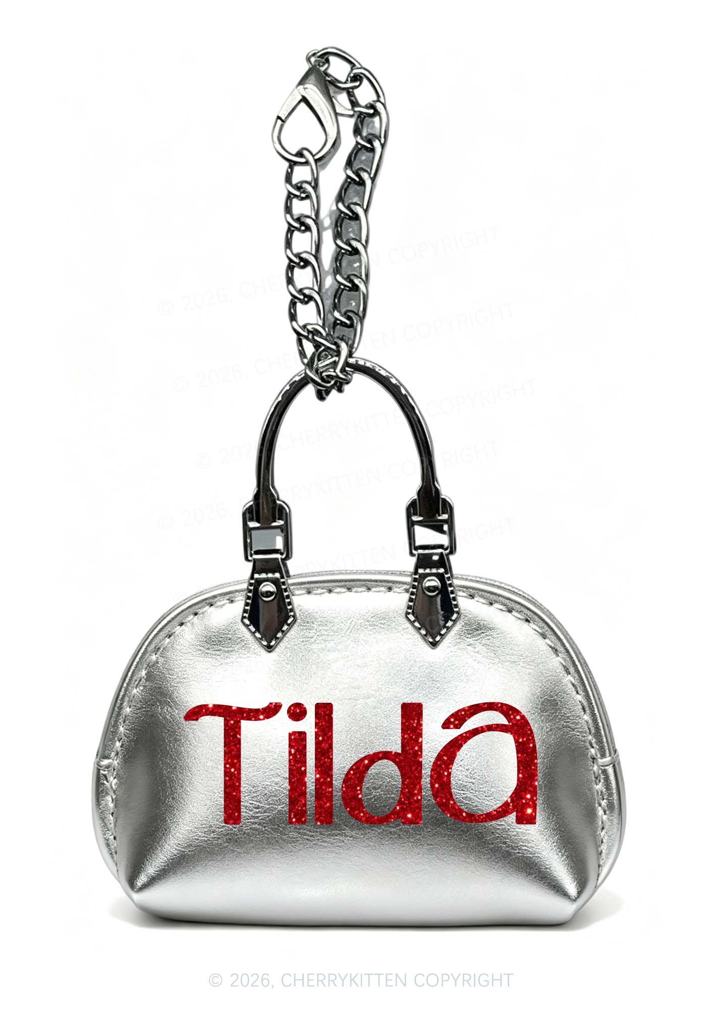 Glitter Custom Text Y2K Mini Handbag Charm Keychain Cherrykitten