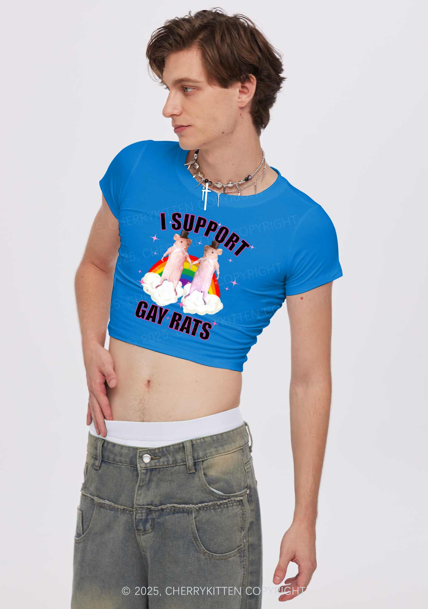 Support Gay Rats Pride Y2K Baby Tee Cherrykitten