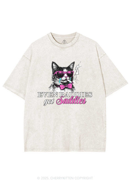 Baddies Cat Get Saddies Y2K Shirts Washed Tee Cherrykitten