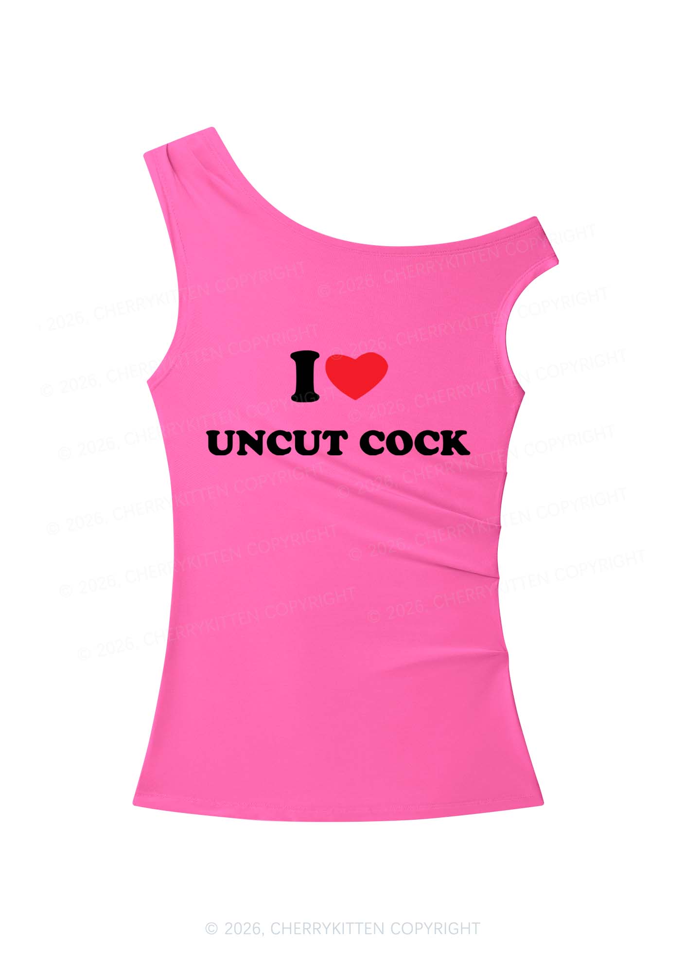 I Love Uncut Cxck Y2K Off Shoulder Tank Top Cherrykitten