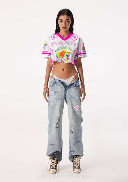 Thermal Catamine Y2K Crop Sport Jersey Shirts Cherrykitten