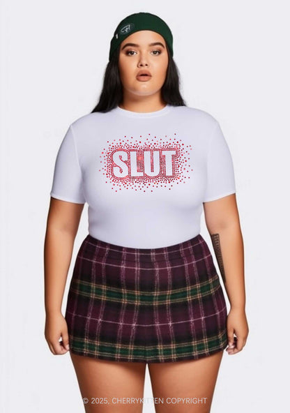 Curvy Rhinestone Special Slxt Y2K Baby Tee Cherrykitten