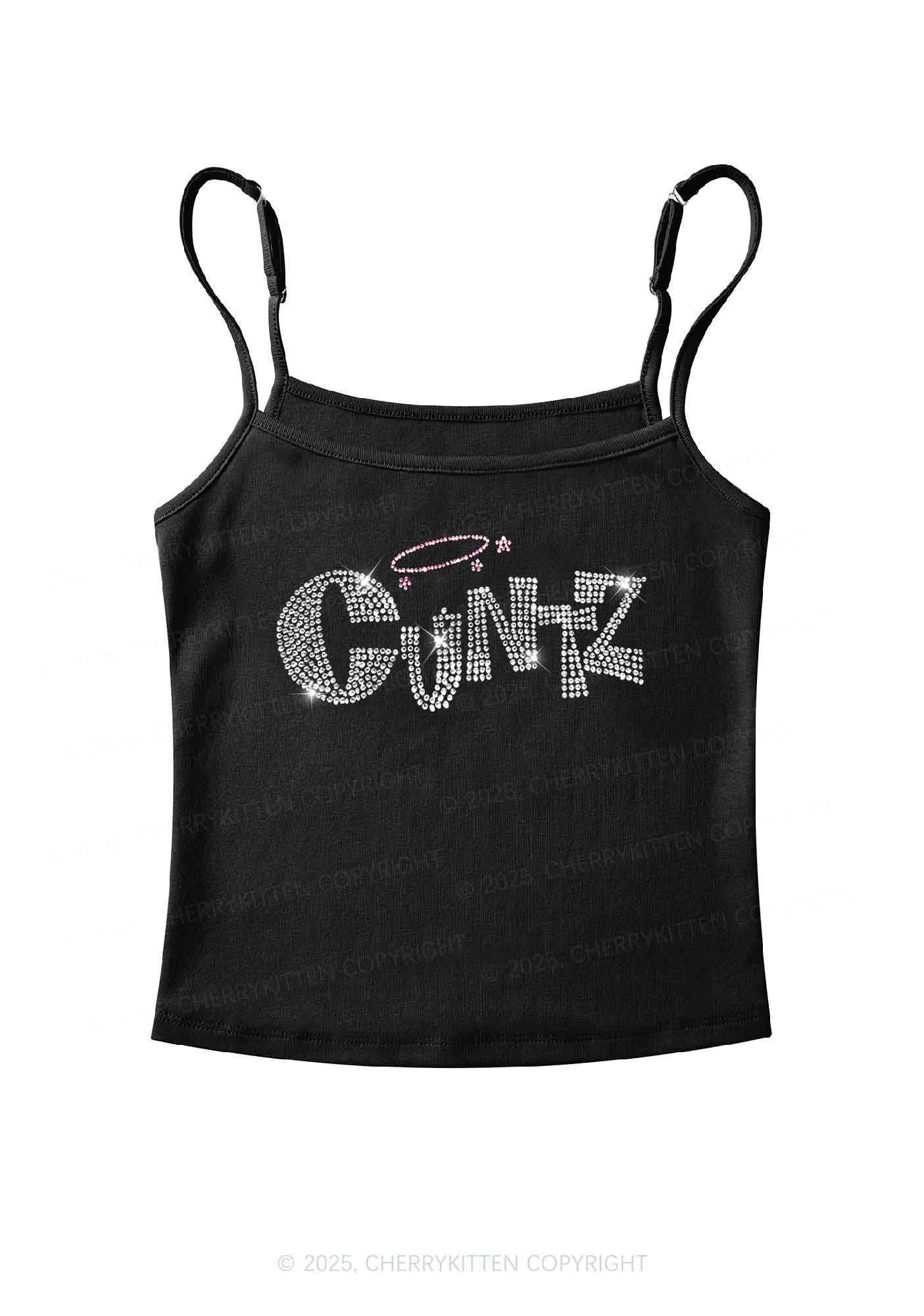 Rhinestone Cxntz Y2K Spaghetti Strap Cami Cherrykitten