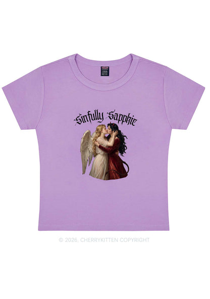 Sinfully Sapphic Pride Y2K Baby Tee Cherrykitten