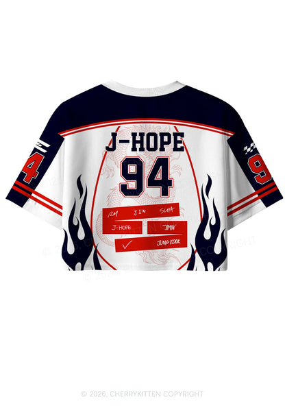 Kpop Red Dragon Y2K Crop Sport Jersey Shirts Cherrykitten