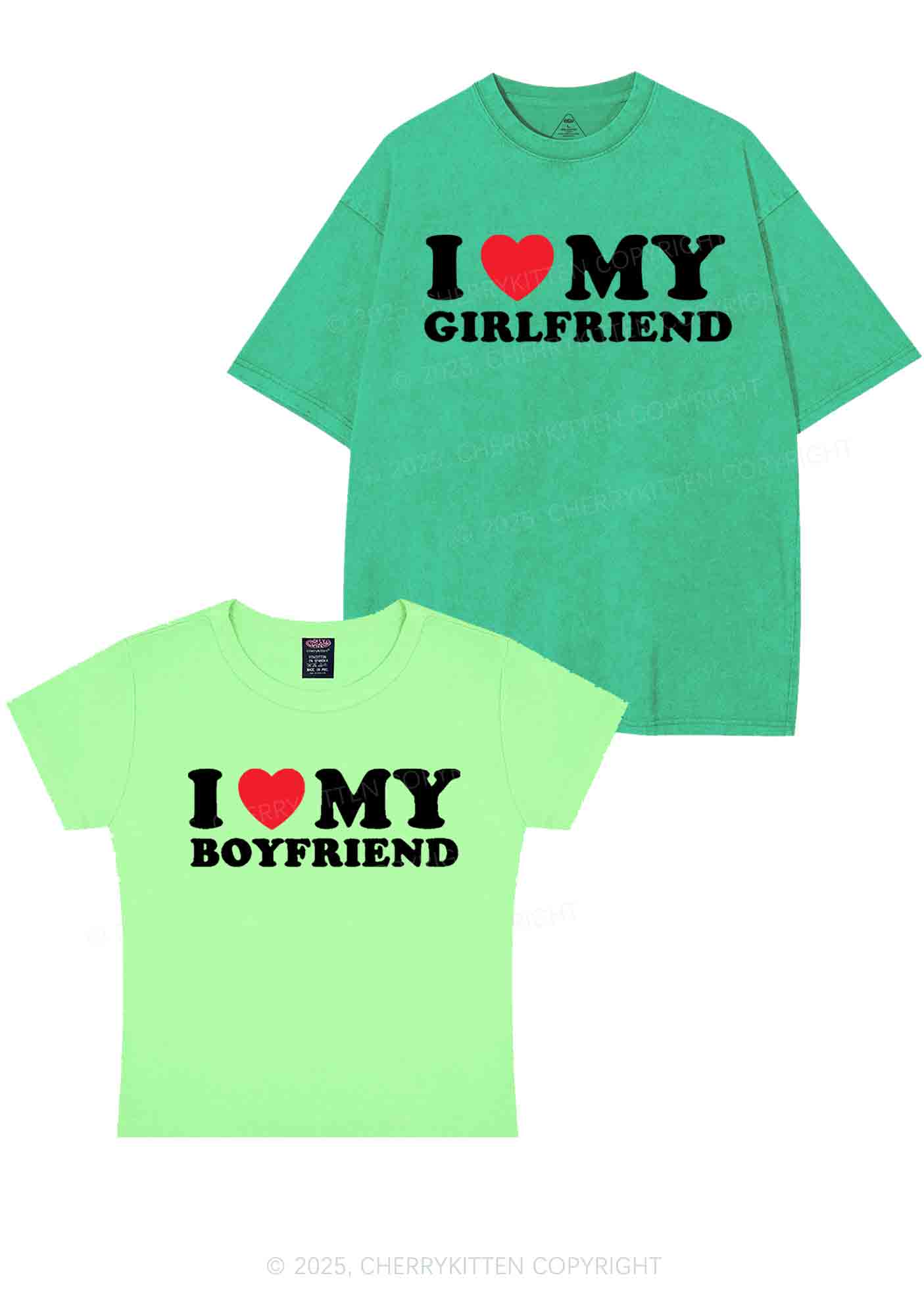 I Love GF BF Y2K Valentine's Day Couple Shirt Cherrykitten