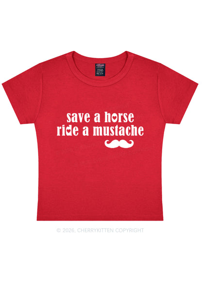 Ride A Mustache Valentine's Day Y2K Baby Tee Cherrykitten