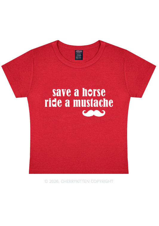 Ride A Mustache Valentine's Day Y2K Baby Tee Cherrykitten