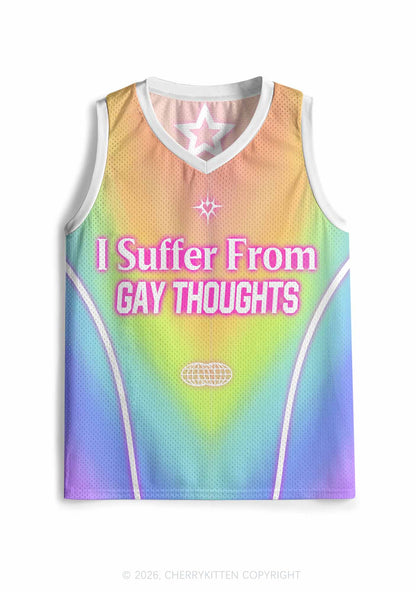 Rainbow Gradient Gay Thoughts Pride Y2K Sport Jersey Tank Cherrykitten