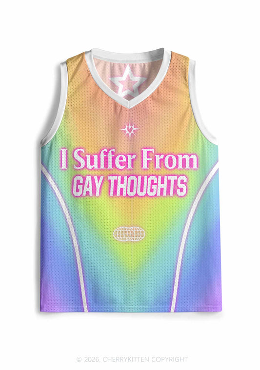 Rainbow Gradient Gay Thoughts Pride Y2K Sport Jersey Tank Cherrykitten