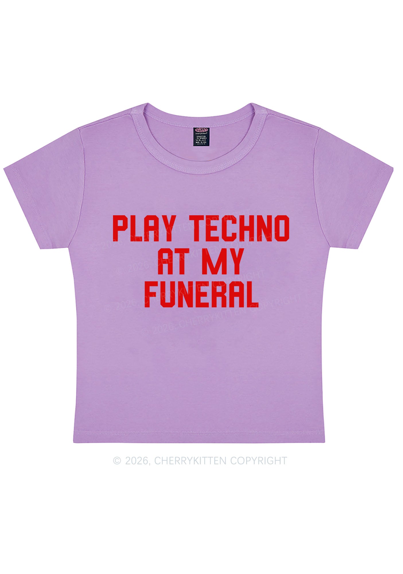 Play Techno At My Funeral Y2K Baby Tee Cherrykitten