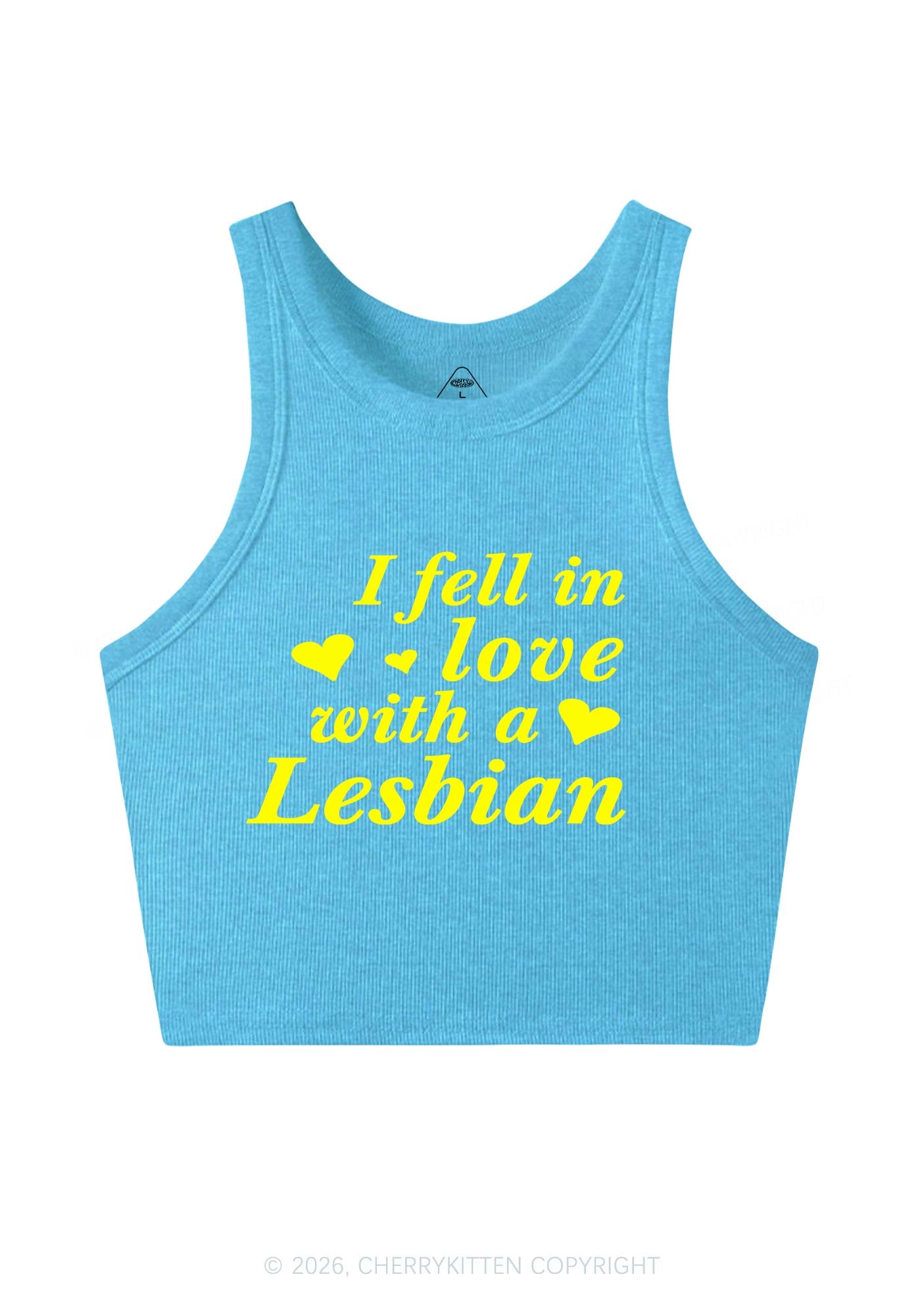 I Fell In Love With Lesbian Pride Y2K Crop Tank Top Cherrykitten