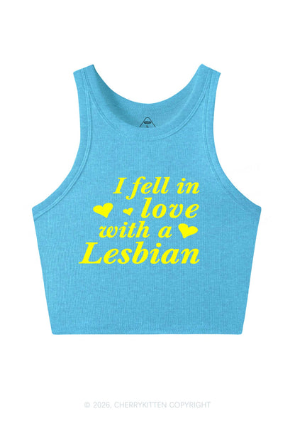 I Fell In Love With Lesbian Pride Y2K Crop Tank Top Cherrykitten