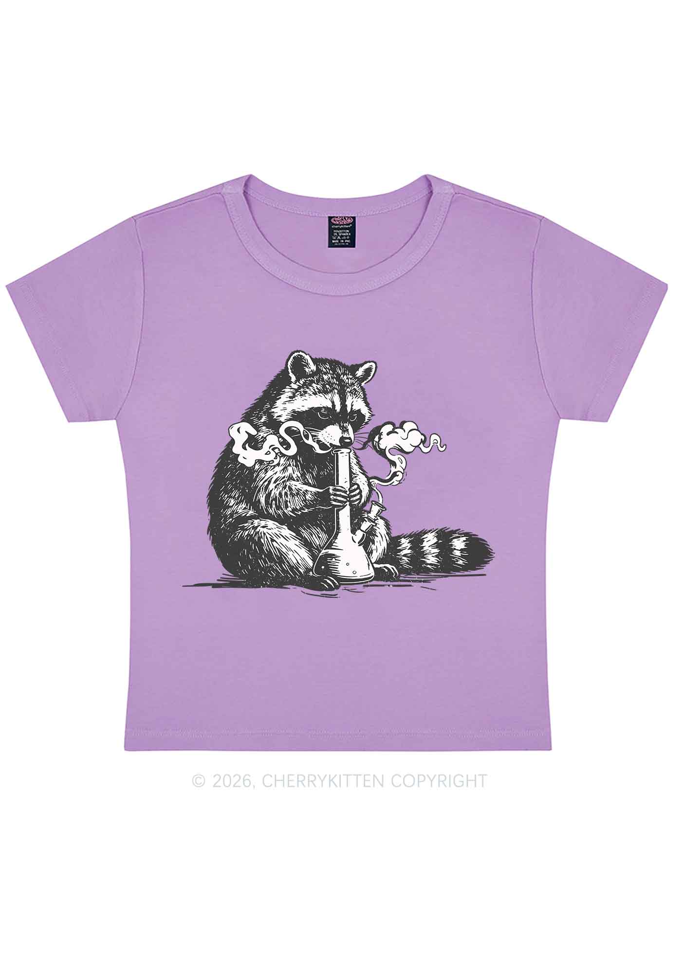 Stoned Raccoon Y2K Baby Tee Cherrykitten