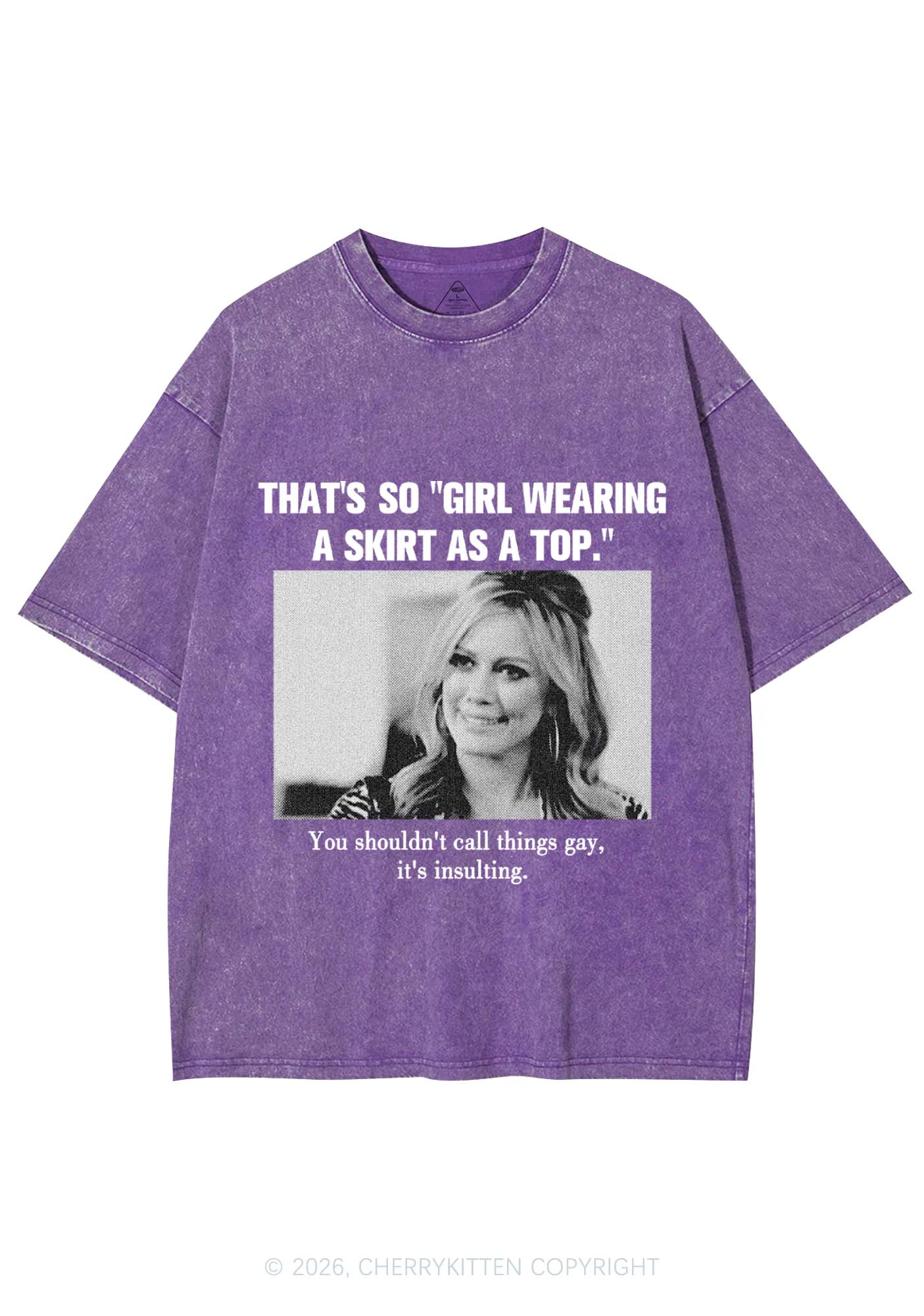 Girl Wearing A Skirt As A Top Y2K Shirts Washed Tee Cherrykitten