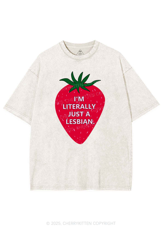 Lesbian Strawberry Pride Y2K Shirts Washed Tee Cherrykitten