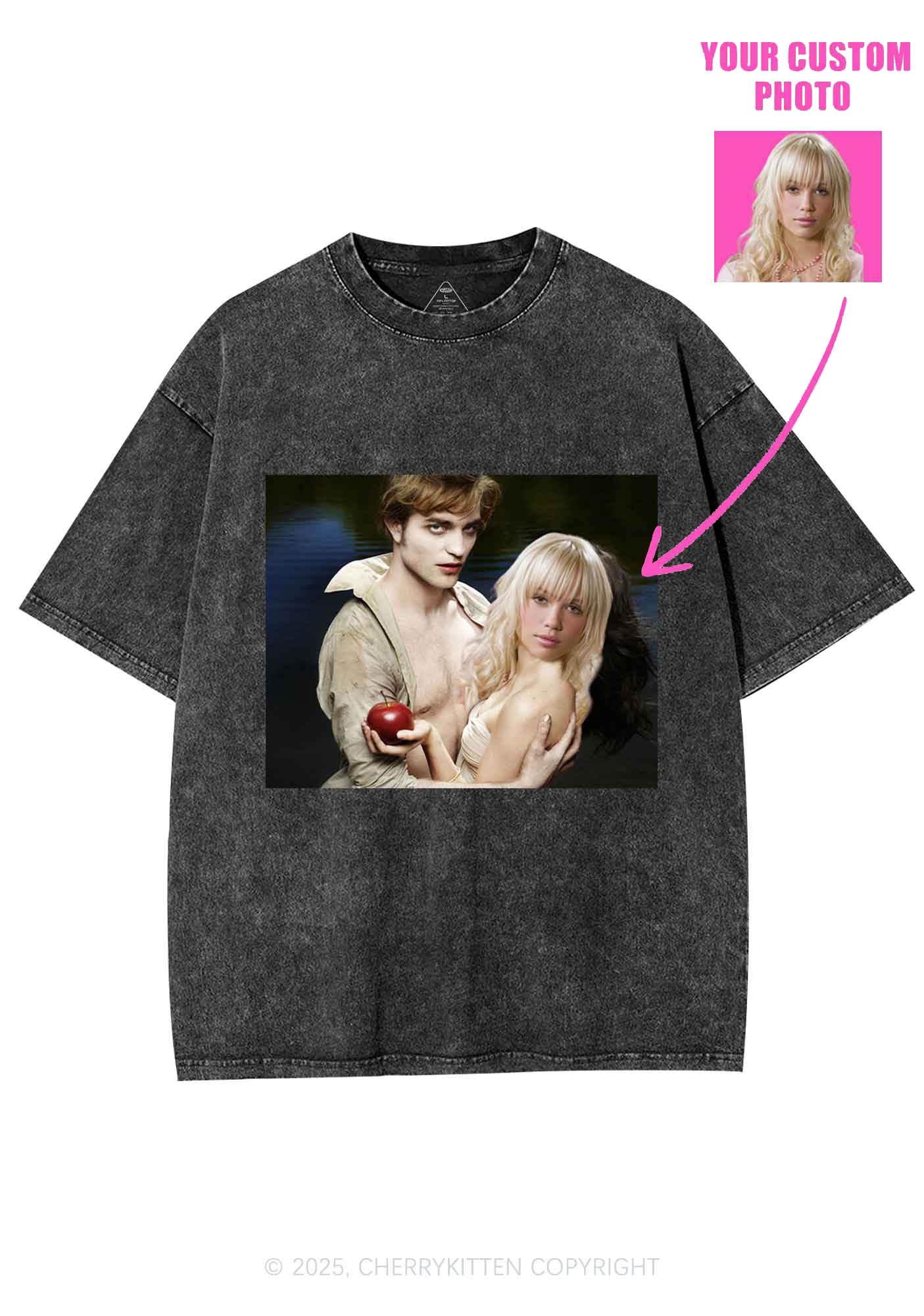 Custom Vampire Lover Photo Y2K Shirts Washed Tee Cherrykitten