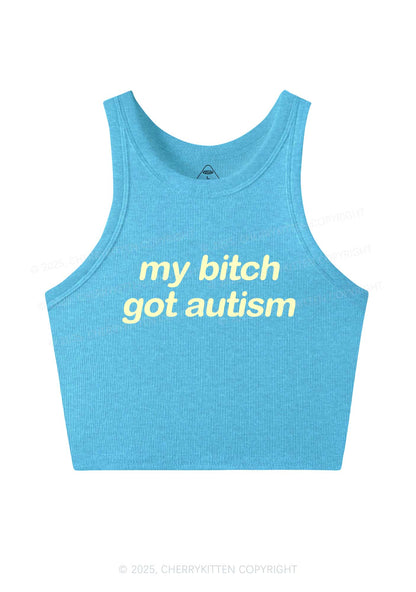 My Bxxch Got Autism Y2K Crop Tank Top Cherrykitten