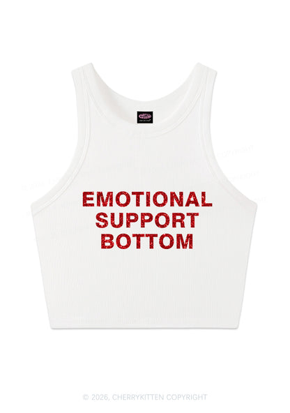 Glitter Emotional Support Bottom Pride Y2K Crop Tank Top Cherrykitten