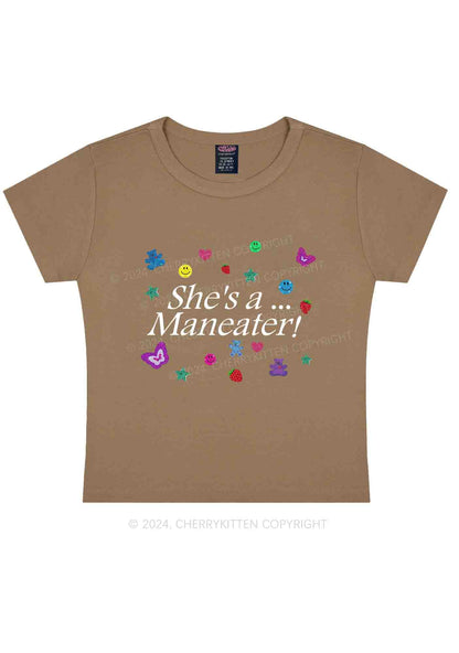 She's A Maneater Y2K Baby Tee Cherrykitten