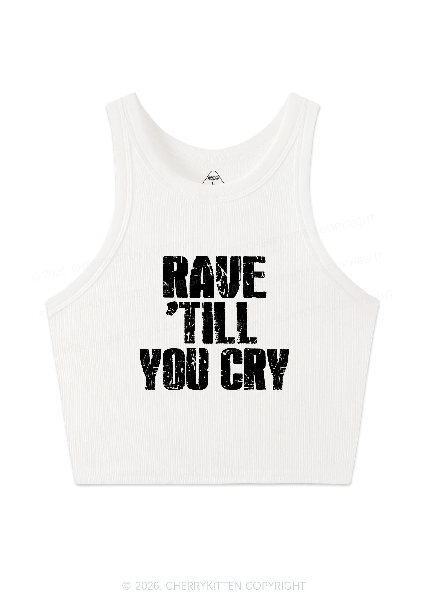 Rave Till You Cry Y2K Crop Tank Top Cherrykitten