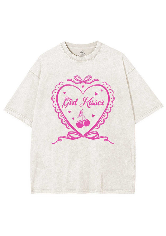 Girl Kisser Y2K Shirts Washed Tee Cherrykitten
