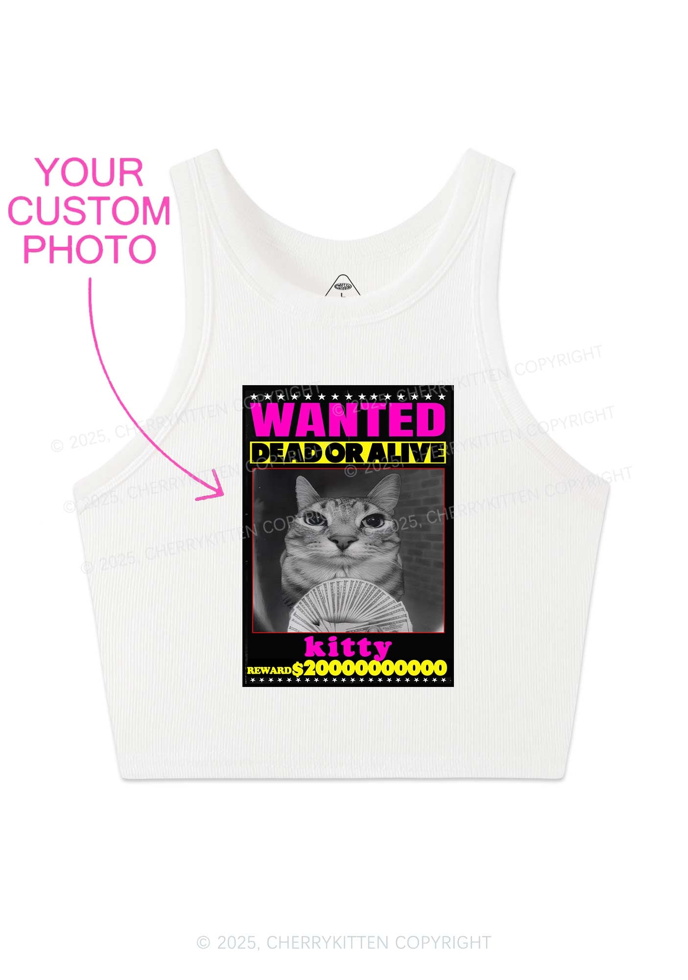 Custom Wanted Kitten Y2K Crop Tank Top Cherrykitten