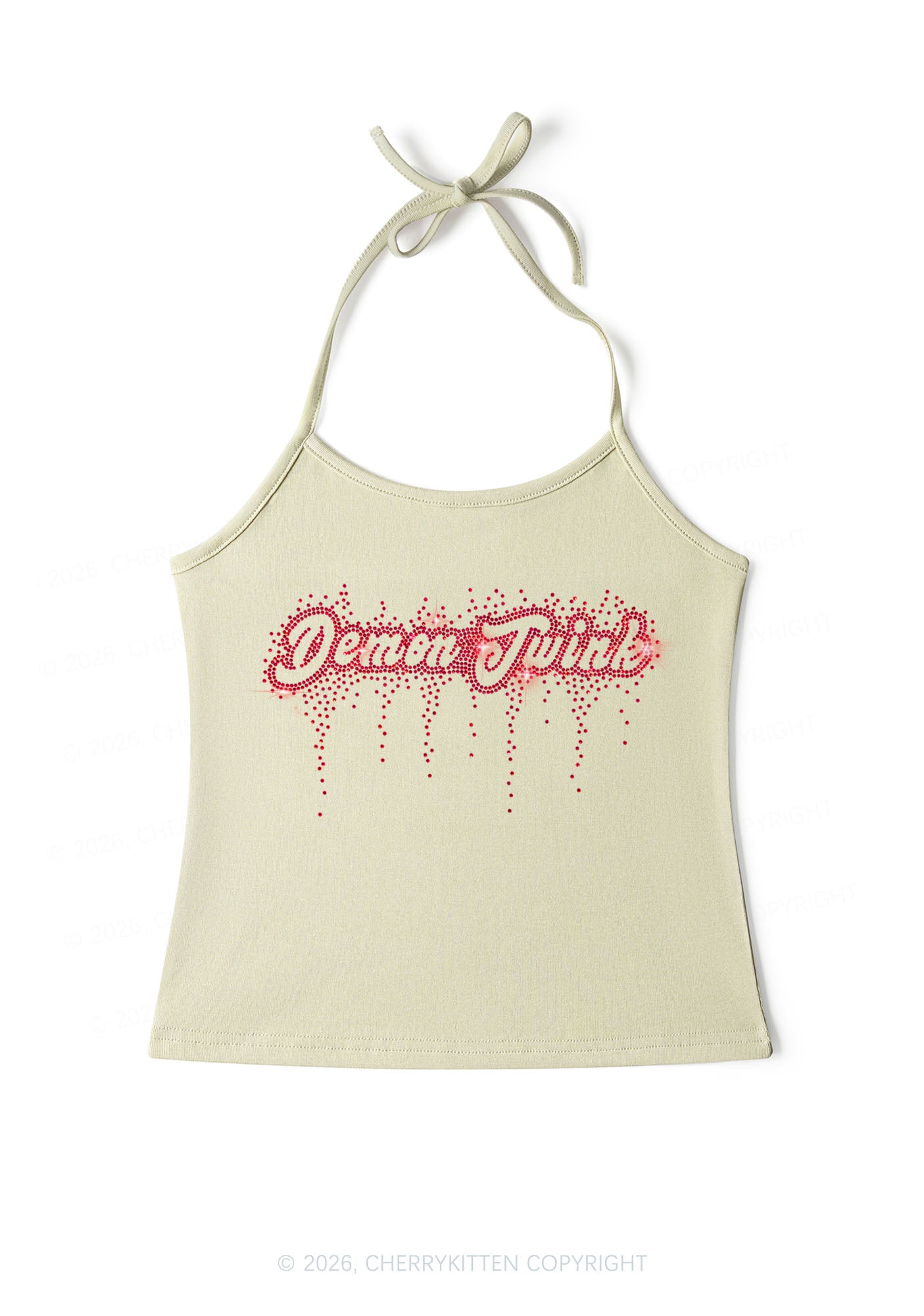 Rhinestone Demon Twink Pride Y2K Halter Neck Cami Cherrykitten