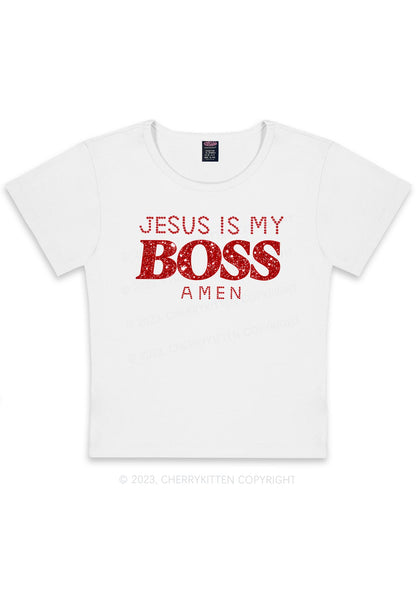 Curvy Jesus Is My Boss Y2K Baby Tee Cherrykitten