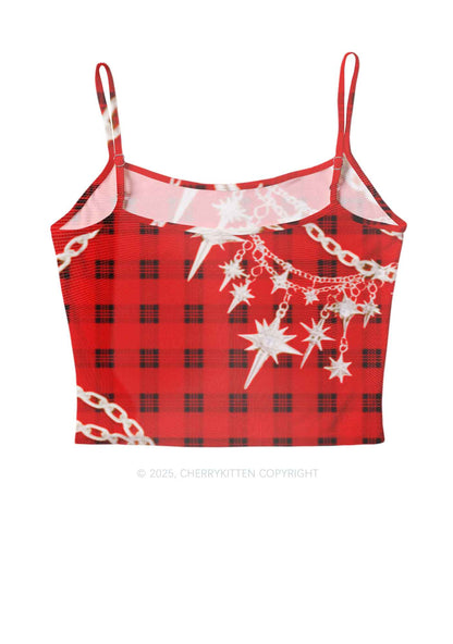 Star Chain Black Pattern Y2K Mesh Cami Tank Cherrykitten
