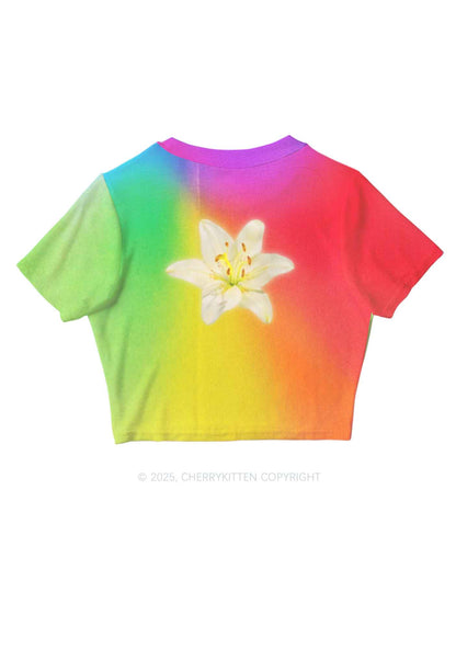 Lily in Rainbow Pride Y2K Mesh Crop Top Cherrykitten