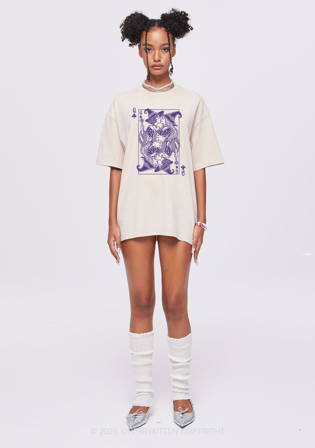 Halloween Witches Queen Kiss Y2K Shirts Washed Tee Cherrykitten