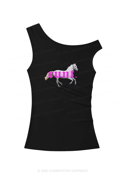 Cxxt Horse Y2K Off Shoulder Tank Top Cherrykitten