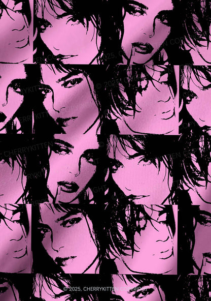 Pink Custom Portrait Valentine's Day Y2K Print Long Sleeve Pajama Set Cherrykitten