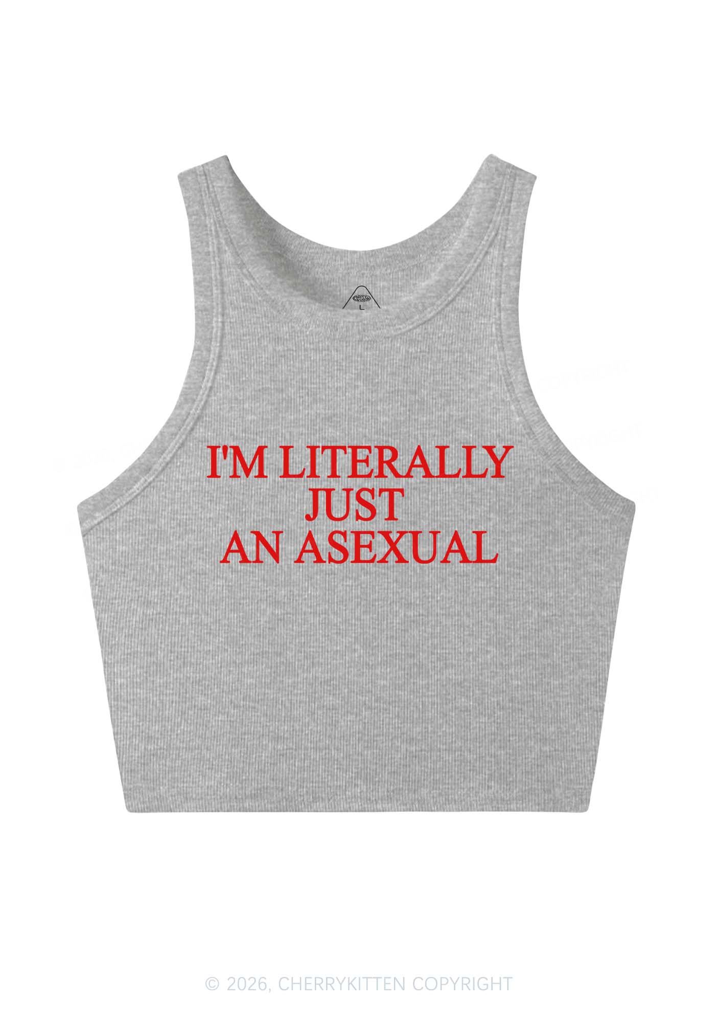 Im Literally Just An Asexual Pride Y2K Crop Tank Top Cherrykitten