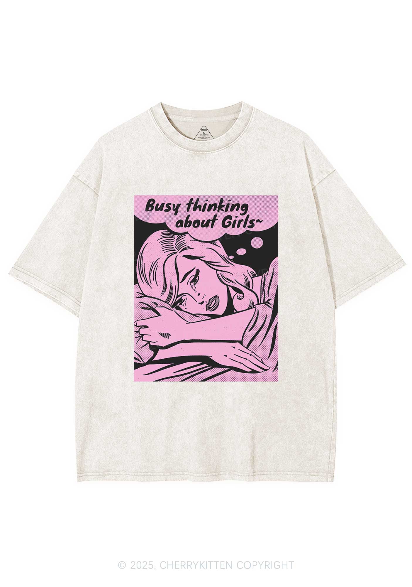 Busy Thinking About Girls Y2K Shirts Washed Tee Cherrykitten