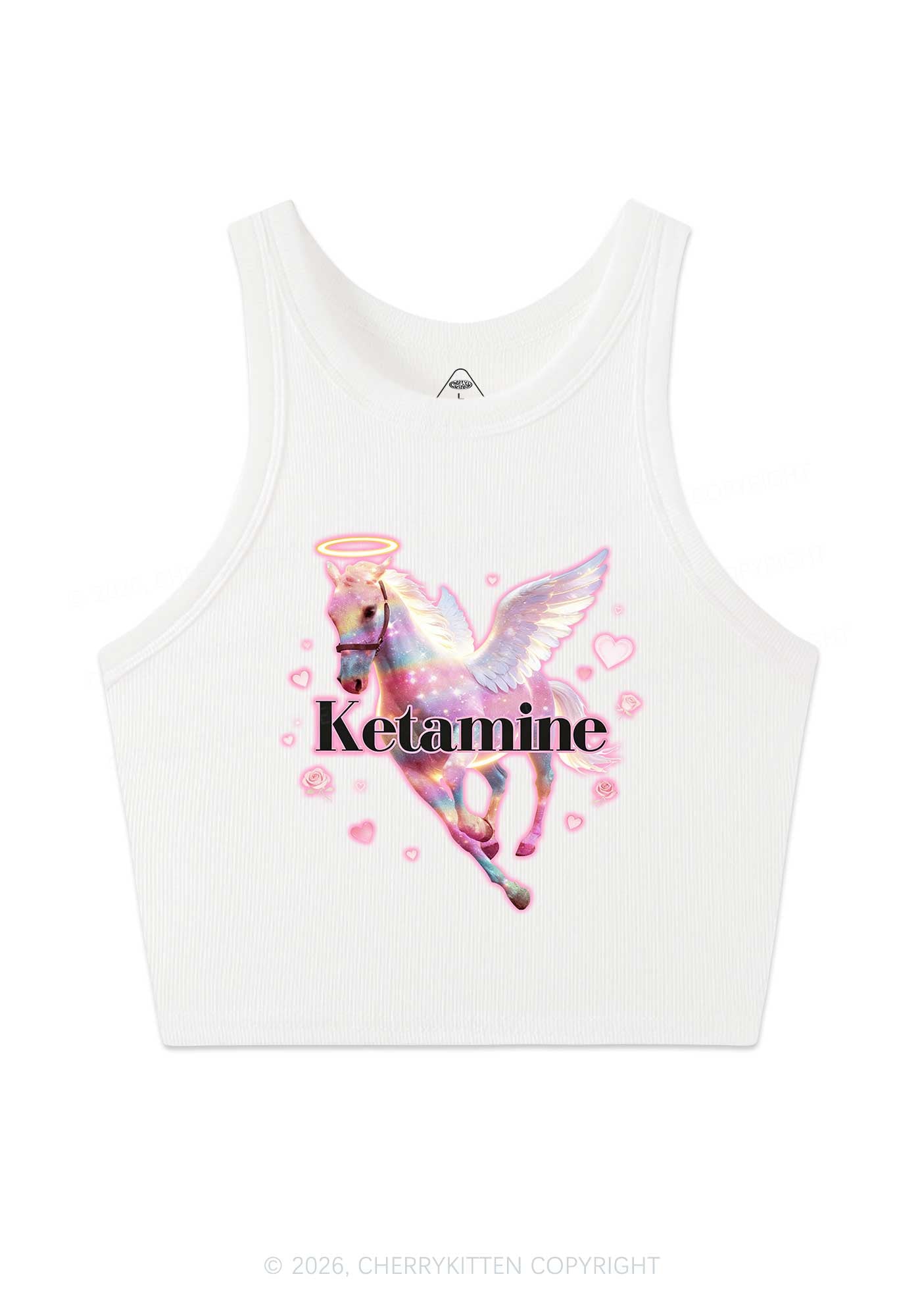 Angel K Horse Valentine's Day Y2K Crop Tank Top Cherrykitten