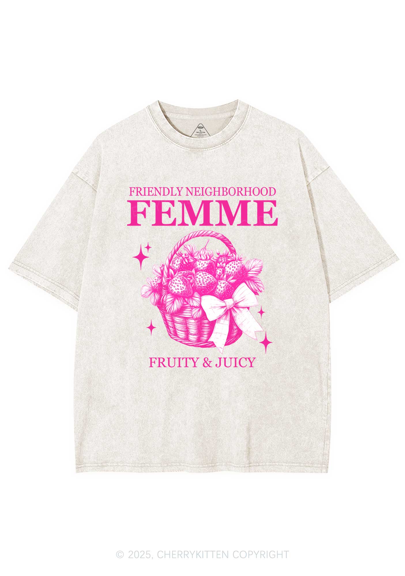 Friendly Neighborhood Femme Y2K Shirts Washed Tee Cherrykitten