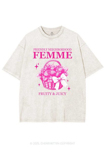 Friendly Neighborhood Femme Y2K Shirts Washed Tee Cherrykitten