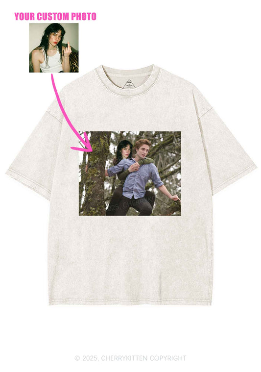 Custom Face Y2K Shirts Washed Tee Cherrykitten